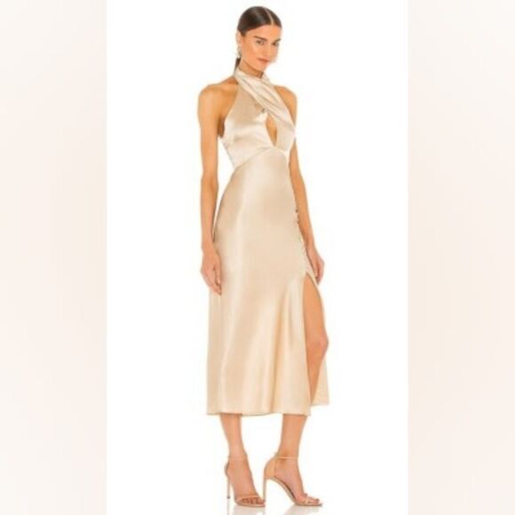Elegant Nicholas Cream Halter Dress - Picture 1 of 7